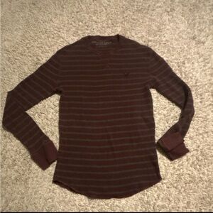 Y-2K American Eagle Outfitters Striped Long Sleeve Small Maroon Gray Bella Swan